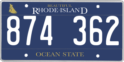 RI license plate 874362