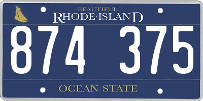 RI license plate 874375