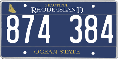 RI license plate 874384