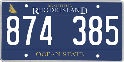 RI license plate 874385
