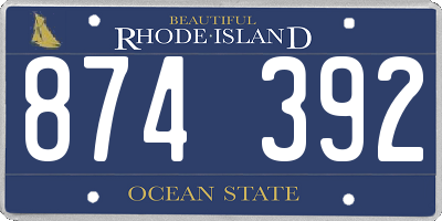 RI license plate 874392