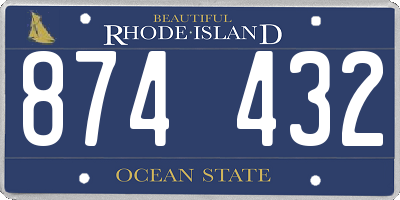 RI license plate 874432