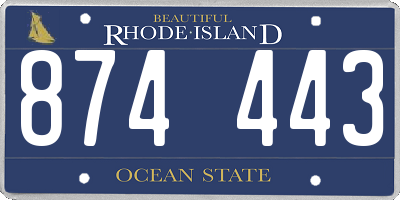 RI license plate 874443