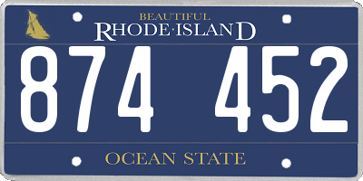 RI license plate 874452