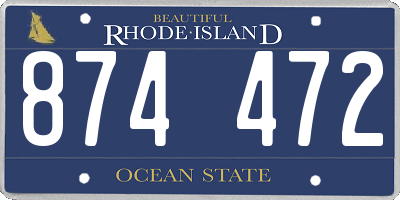 RI license plate 874472