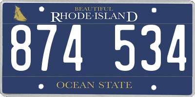 RI license plate 874534