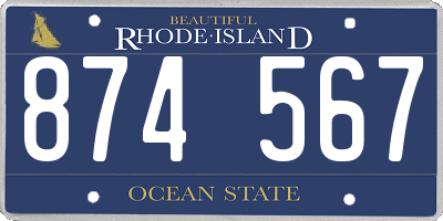 RI license plate 874567