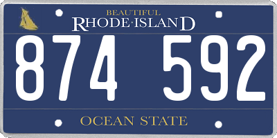 RI license plate 874592