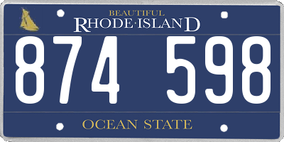RI license plate 874598
