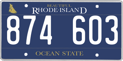 RI license plate 874603