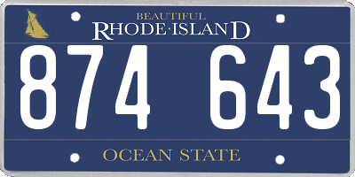 RI license plate 874643