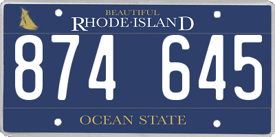 RI license plate 874645