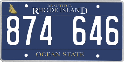 RI license plate 874646