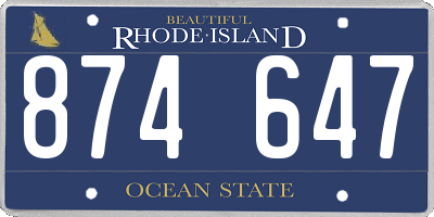 RI license plate 874647