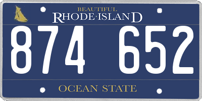 RI license plate 874652