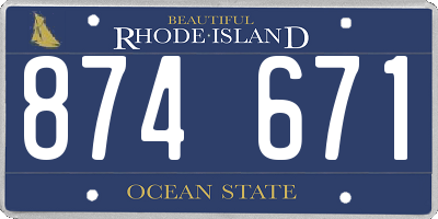 RI license plate 874671