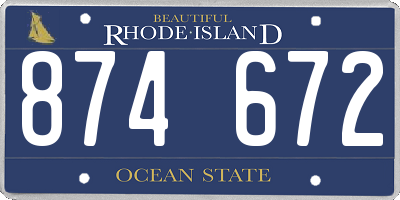 RI license plate 874672
