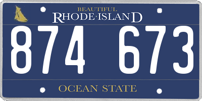 RI license plate 874673