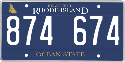 RI license plate 874674