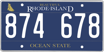 RI license plate 874678