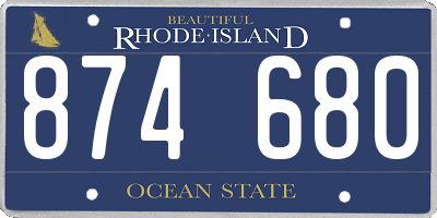 RI license plate 874680