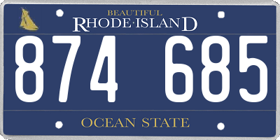 RI license plate 874685