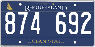 RI license plate 874692