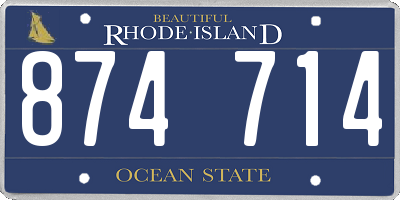 RI license plate 874714