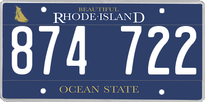 RI license plate 874722