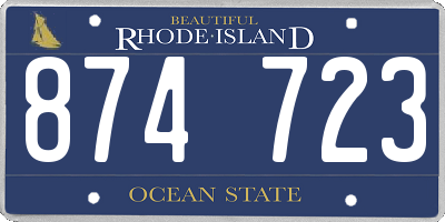 RI license plate 874723