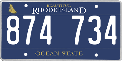 RI license plate 874734