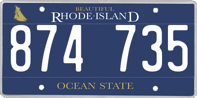 RI license plate 874735