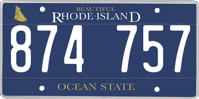 RI license plate 874757