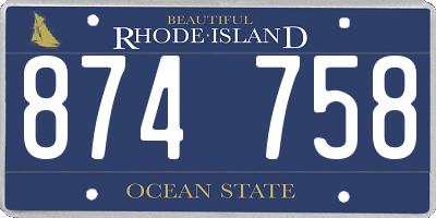 RI license plate 874758
