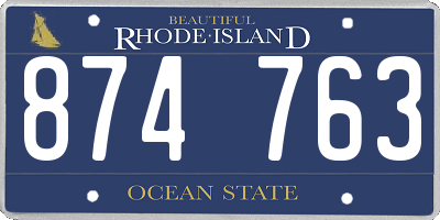 RI license plate 874763