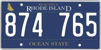 RI license plate 874765