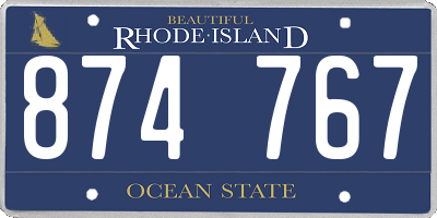 RI license plate 874767