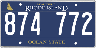 RI license plate 874772