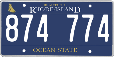 RI license plate 874774
