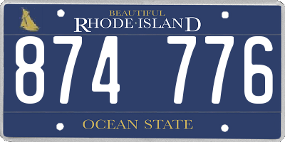 RI license plate 874776
