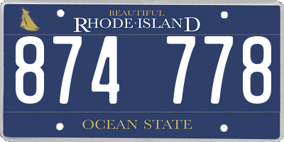 RI license plate 874778