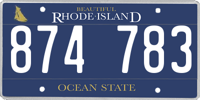 RI license plate 874783