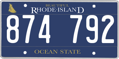 RI license plate 874792