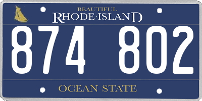 RI license plate 874802