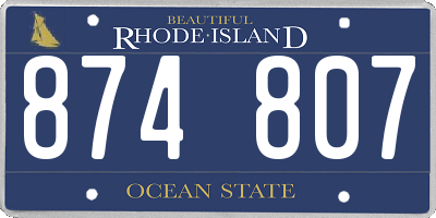 RI license plate 874807