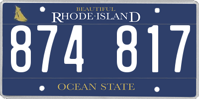 RI license plate 874817