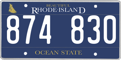 RI license plate 874830