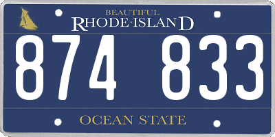 RI license plate 874833