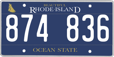 RI license plate 874836