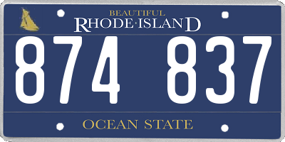 RI license plate 874837